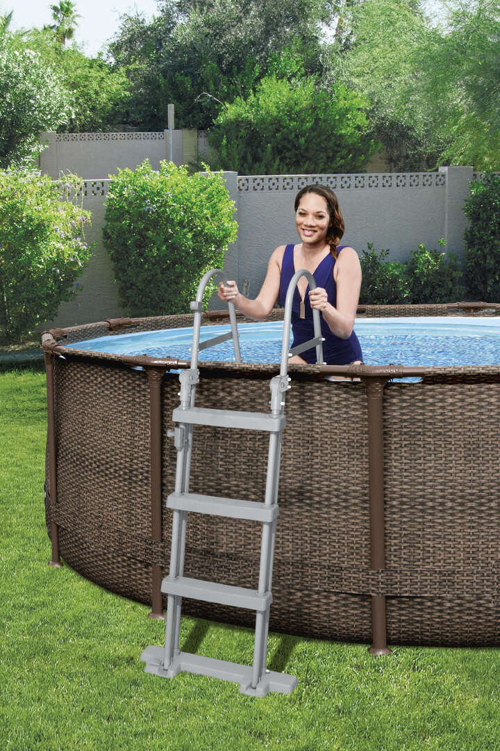 Bestway Steel Pro MAX™ Frame Pool Set mit Filterpumpe rund Rattan-Optik 366 x 100 cm